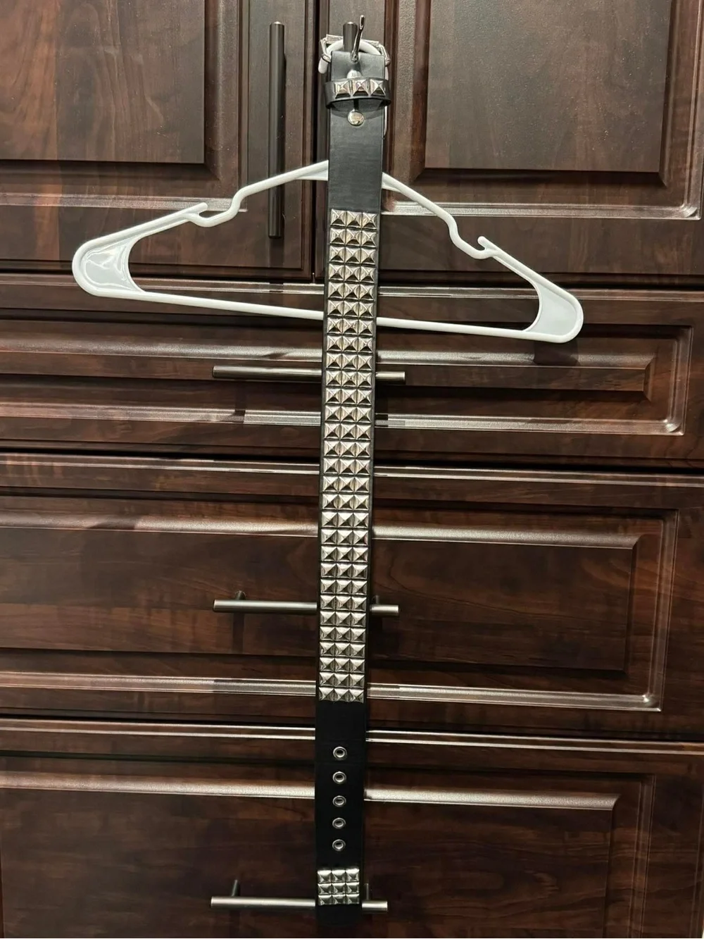 Black Studded Pyramid Leather Belt XS